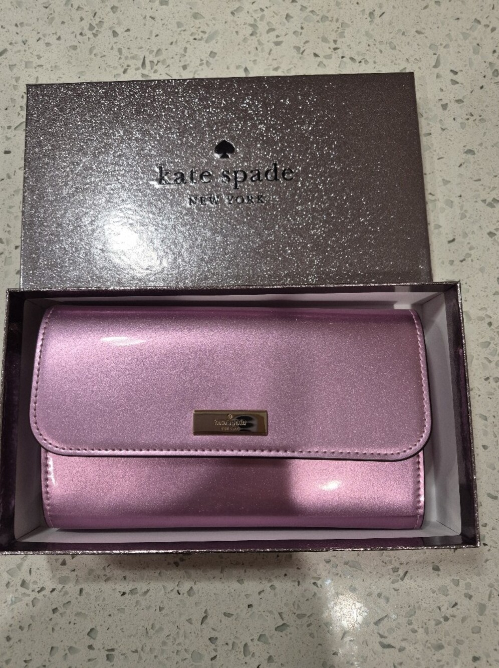Kate Spade Pink Metallic Wallet Clutch